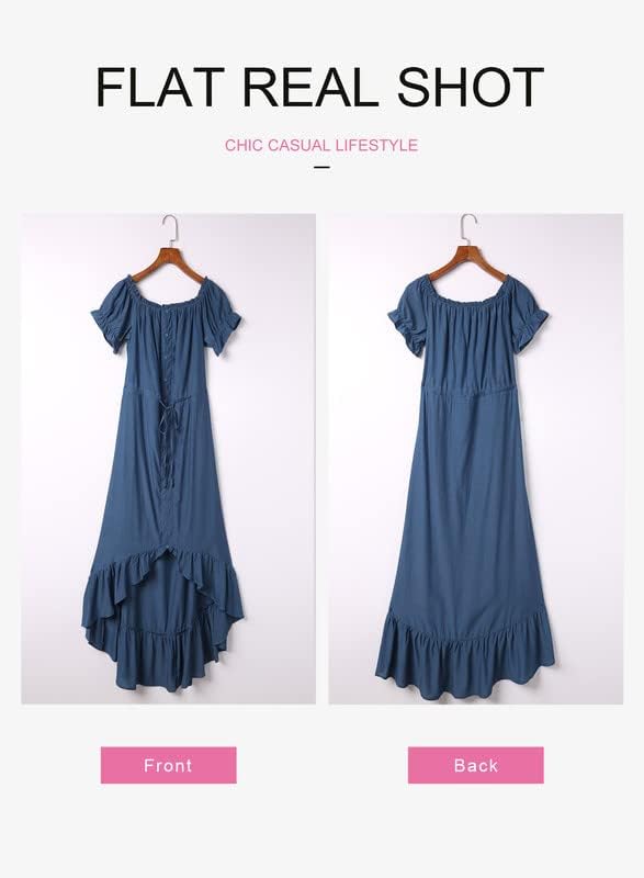 Dokotoo Womens 2023 Off The Shoulder Casual Short Sleeve Maxi Dress High Low Solid Cocktail Skater Dresses