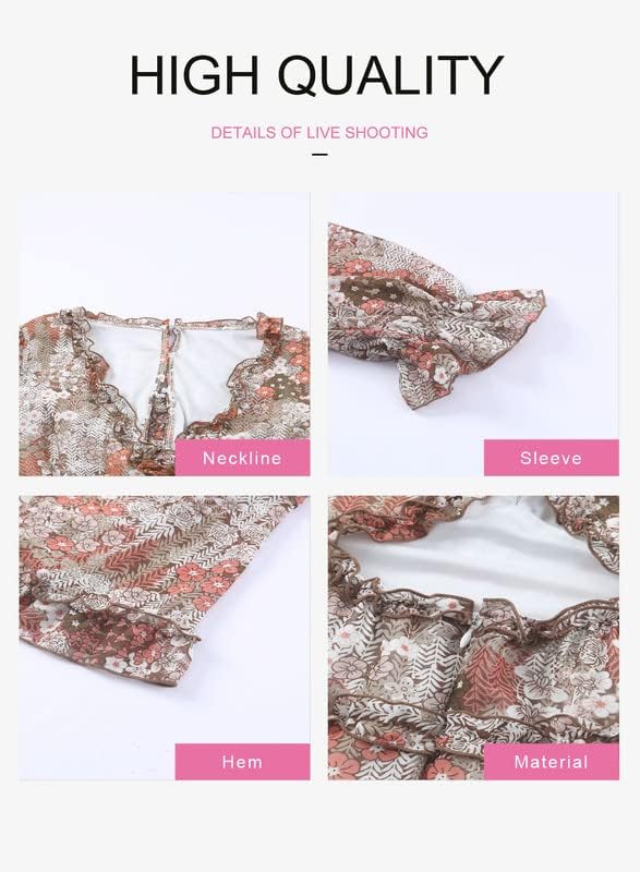 Dokotoo Womens 2024 Spring Summer Deep V Neck Ruffle Floral Flowy Mini Dress