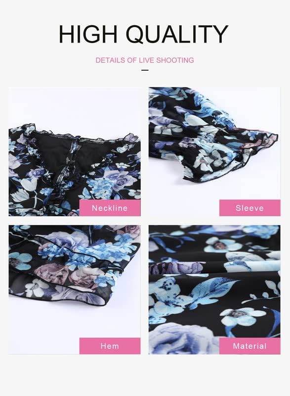 Dokotoo Womens 2024 Spring Summer Deep V Neck Ruffle Floral Flowy Mini Dress