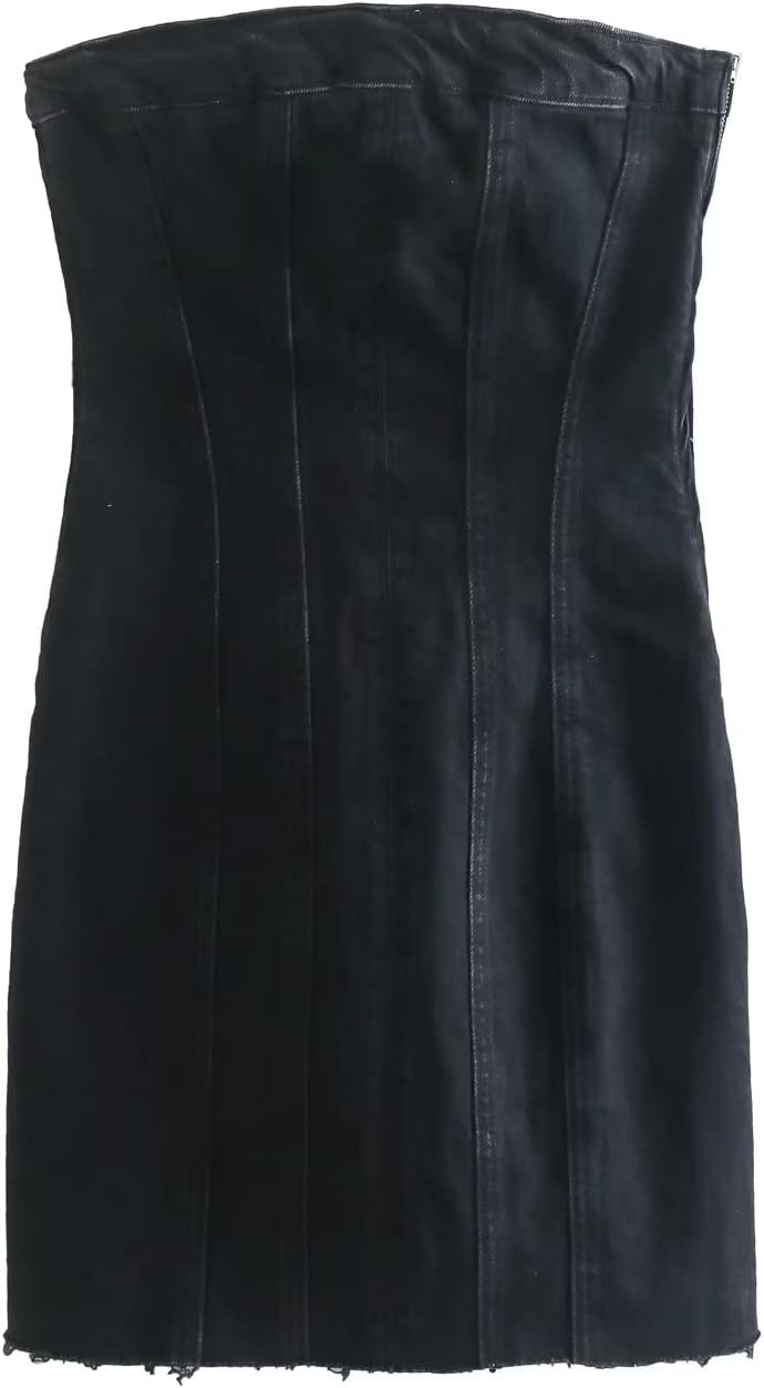 Sexy Denim Summer Dresses 2023 Women Y2k Clothing Jeans Tube Backless Bodycon Mini Dress Western Cowgirl Streetwear