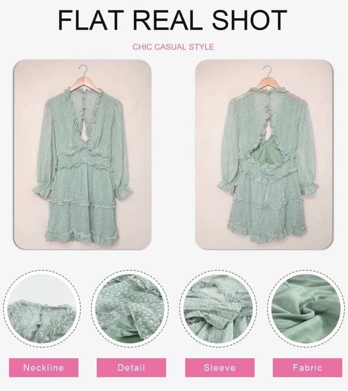 Dokotoo Womens 2024 Spring Summer Deep V Neck Ruffle Floral Flowy Mini Dress