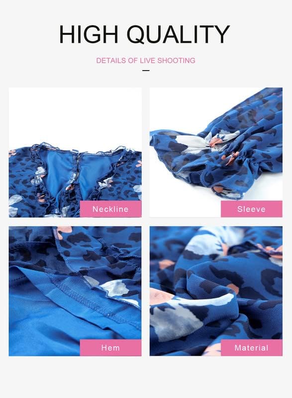 Dokotoo Womens 2024 Spring Summer Deep V Neck Ruffle Floral Flowy Mini Dress