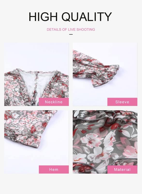 Dokotoo Womens 2024 Spring Summer Deep V Neck Ruffle Floral Flowy Mini Dress