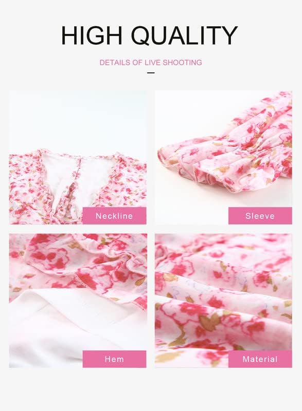 Dokotoo Womens 2024 Spring Summer Deep V Neck Ruffle Floral Flowy Mini Dress