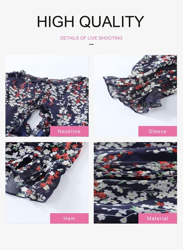 Dokotoo Womens 2024 Spring Summer Deep V Neck Ruffle Floral Flowy Mini Dress