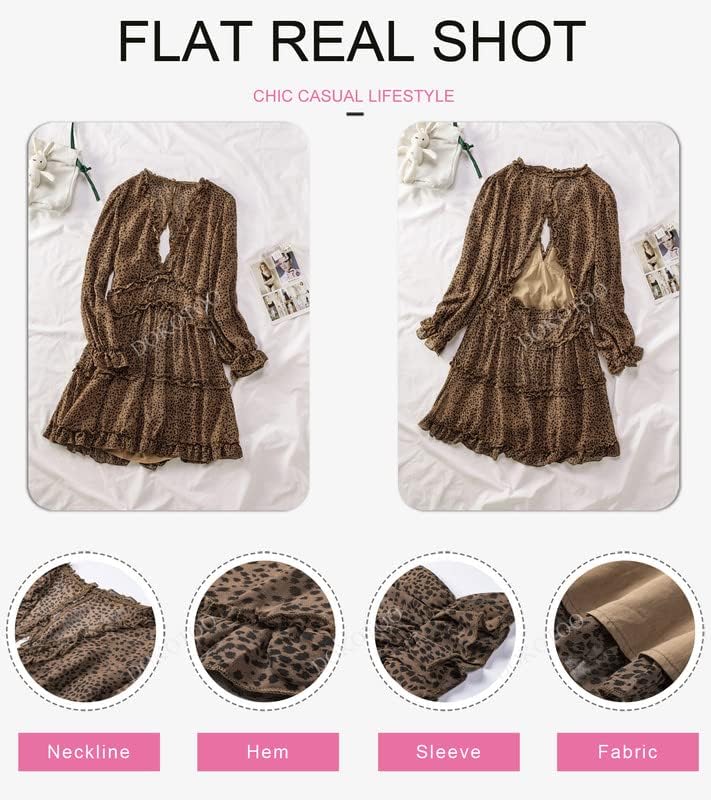 Dokotoo Womens 2024 Spring Summer Deep V Neck Ruffle Floral Flowy Mini Dress