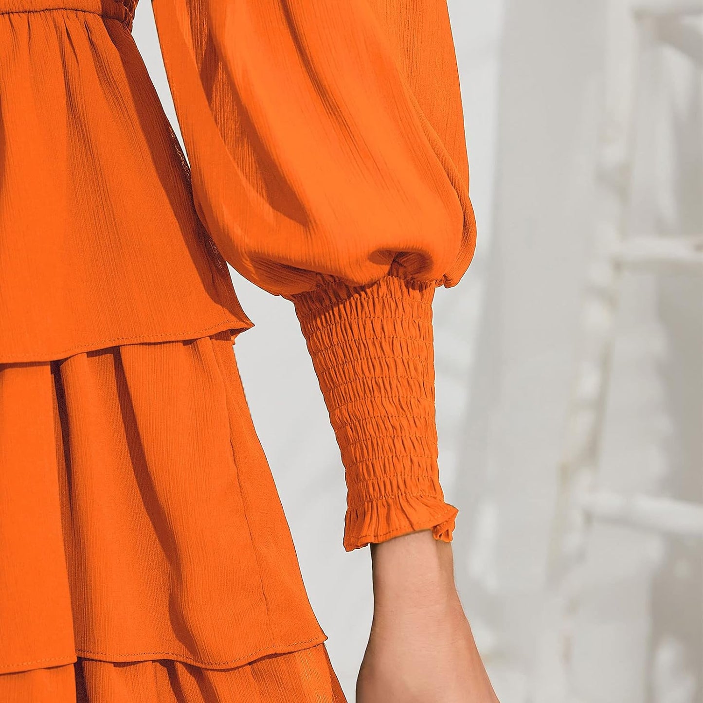 Byinns Women's 2024 Square Neck Ruffle Dress Long Sleeve Floral Print Tiered Tie Back Layered Swing Mini Dress