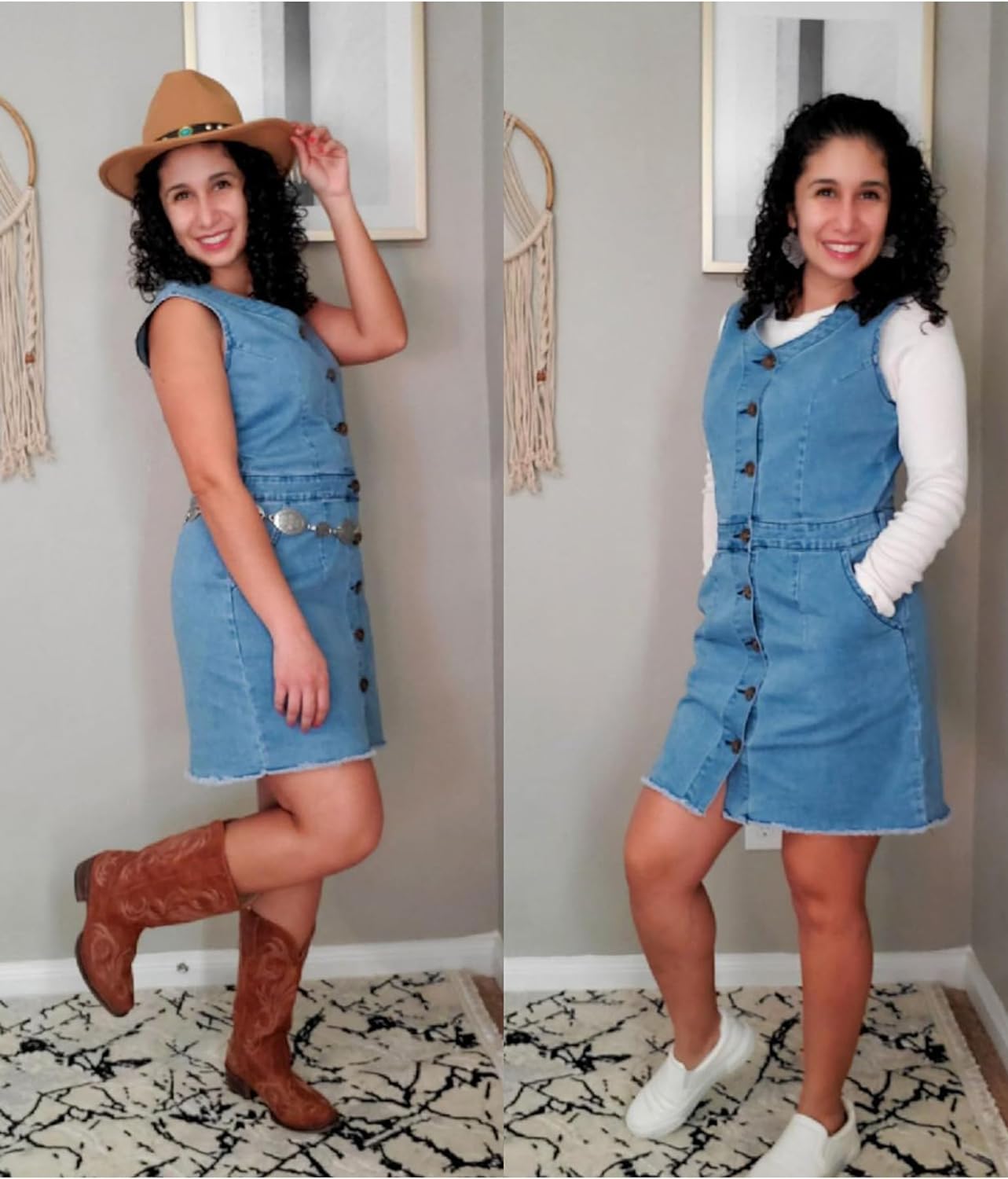 luvamia Women's Casual V Neck Sleeveless Jeans Button Down Denim Short Dress