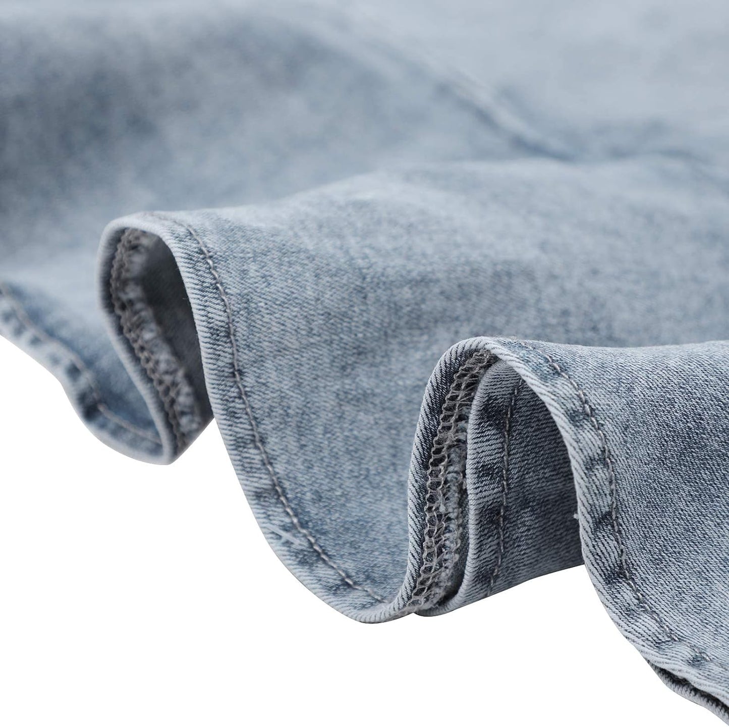 MYHALF Women's Casual Round Neck Ruffle Trim Sleeveless Denim A Line Mini Dress