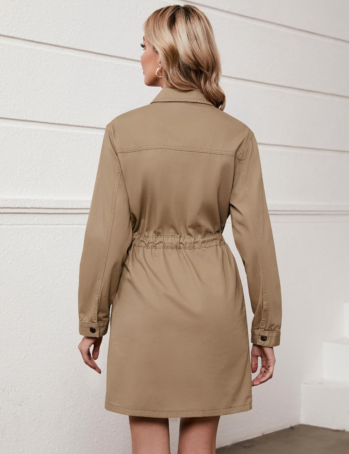 luvamia Denim Dress for Women Long Sleeve Jean Button Down Shirt Dresses with Pockets Casual Fashion Shift Short Dress