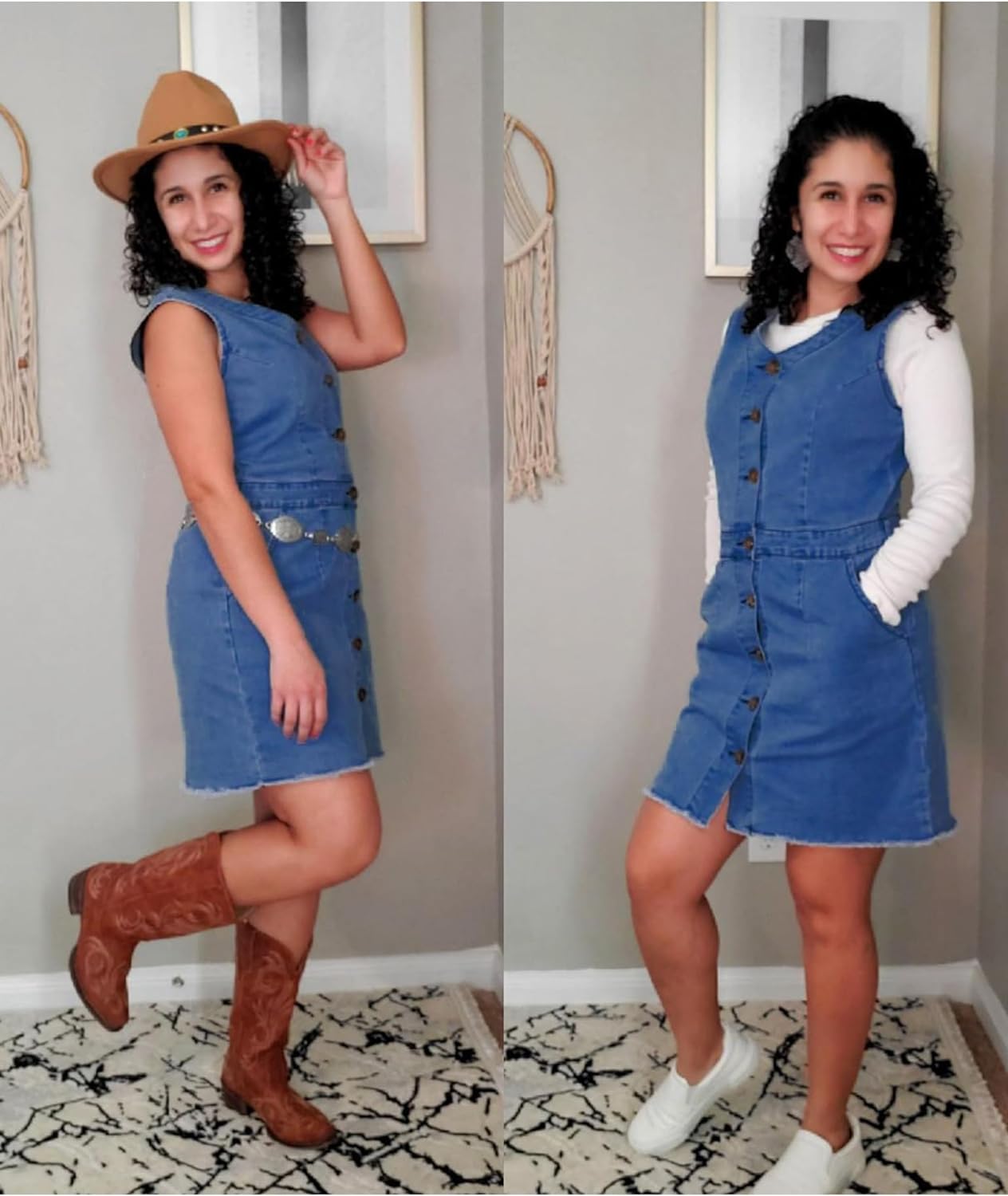 luvamia Women's Casual V Neck Sleeveless Jeans Button Down Denim Short Dress