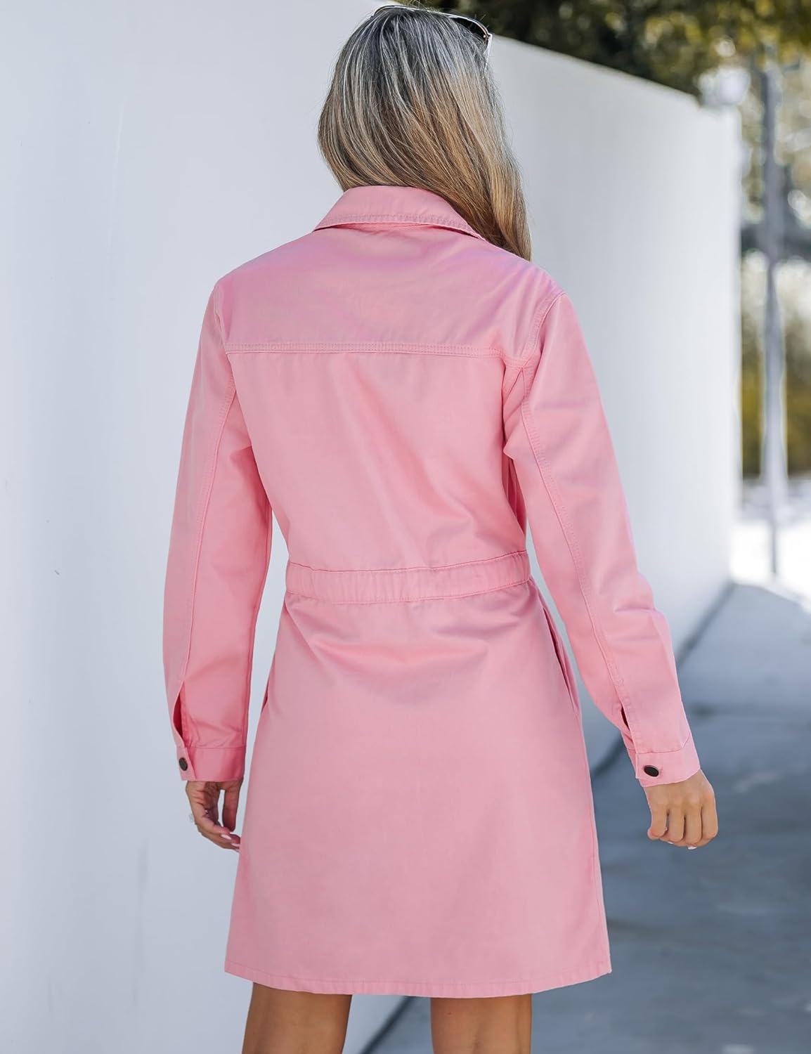 luvamia Denim Dress for Women Long Sleeve Jean Button Down Shirt Dresses with Pockets Casual Fashion Shift Short Dress