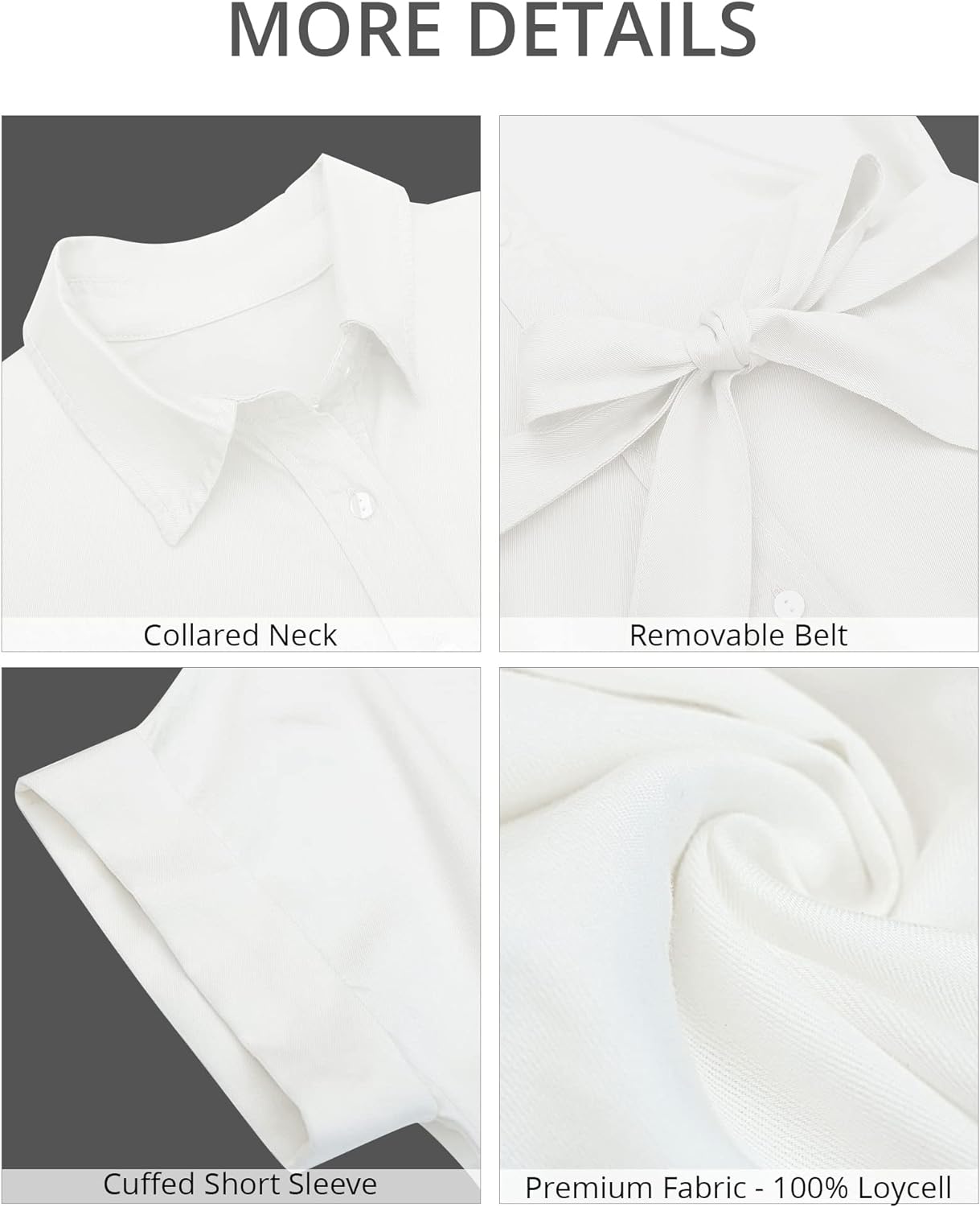 GRAPENT Denim Dress for Women Summer Button Down Belted Short Dresses Flowy Western Casual Jean Dress