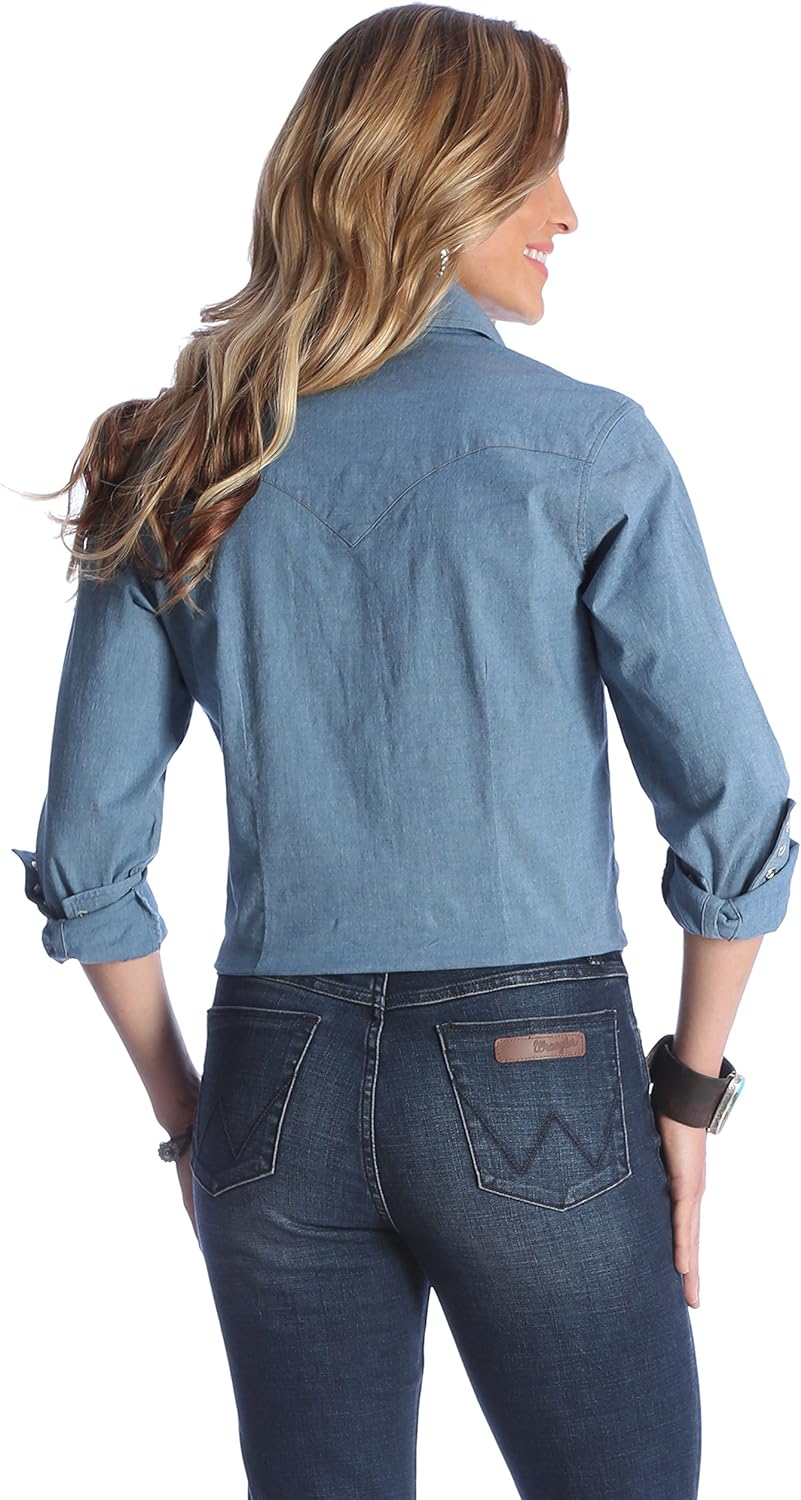 Wrangler Women's Long Sleeve Western Snap Work Shirt