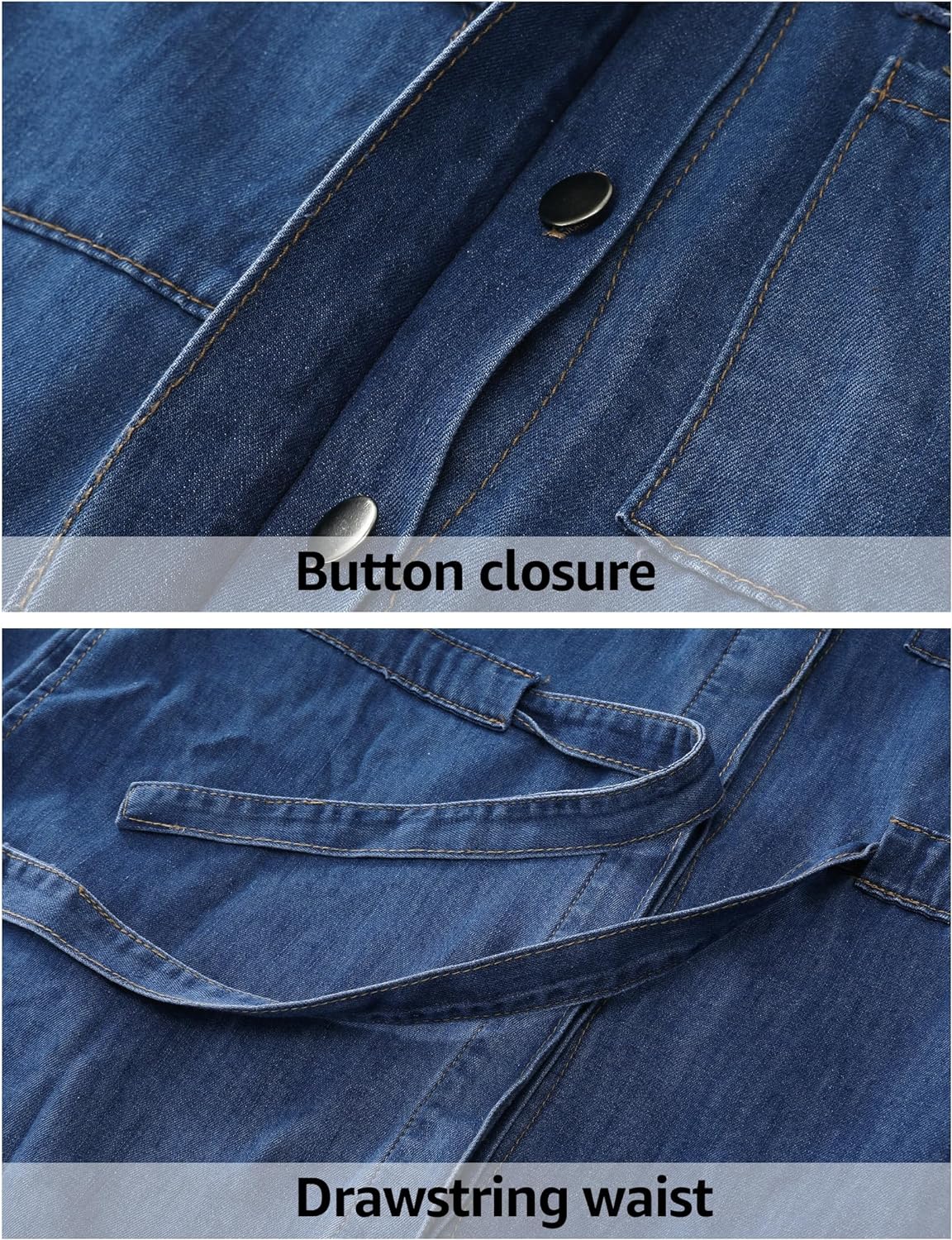 luvamia Denim Dress for Women Long Sleeve Jean Button Down Shirt Dresses with Pockets Casual Fashion Shift Short Dress