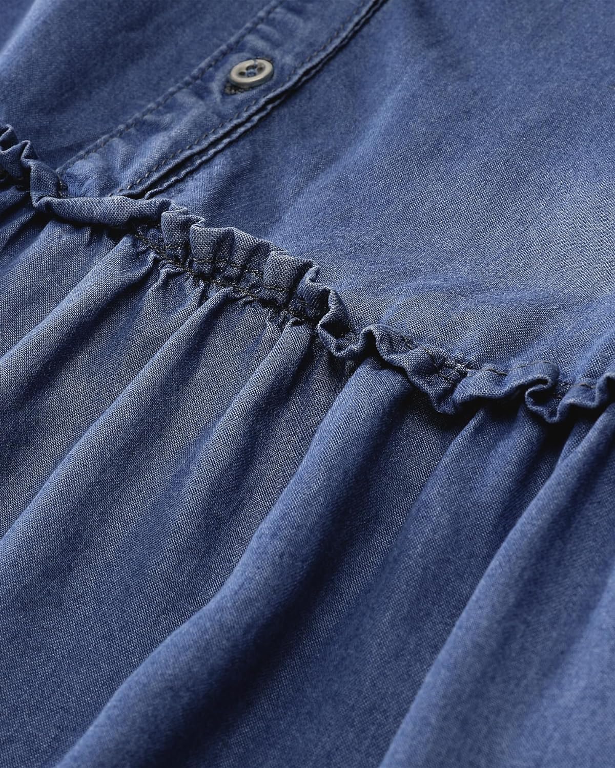 luvamia Denim Dress for Women Long Sleeve Shift Button Down Ruffle Jean Dresses Chambray Western Short Dresses Pockets