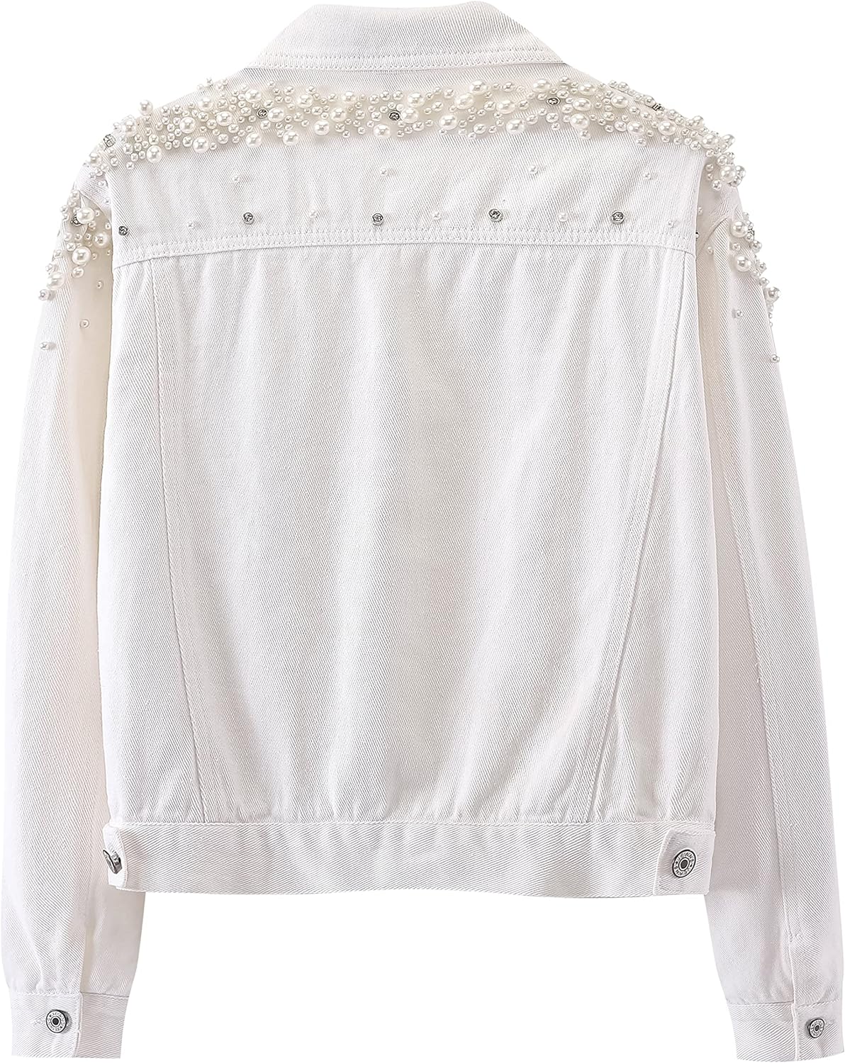 Kedera Women's Embroidered Rivet Pearl Short Denim Jacket Coat